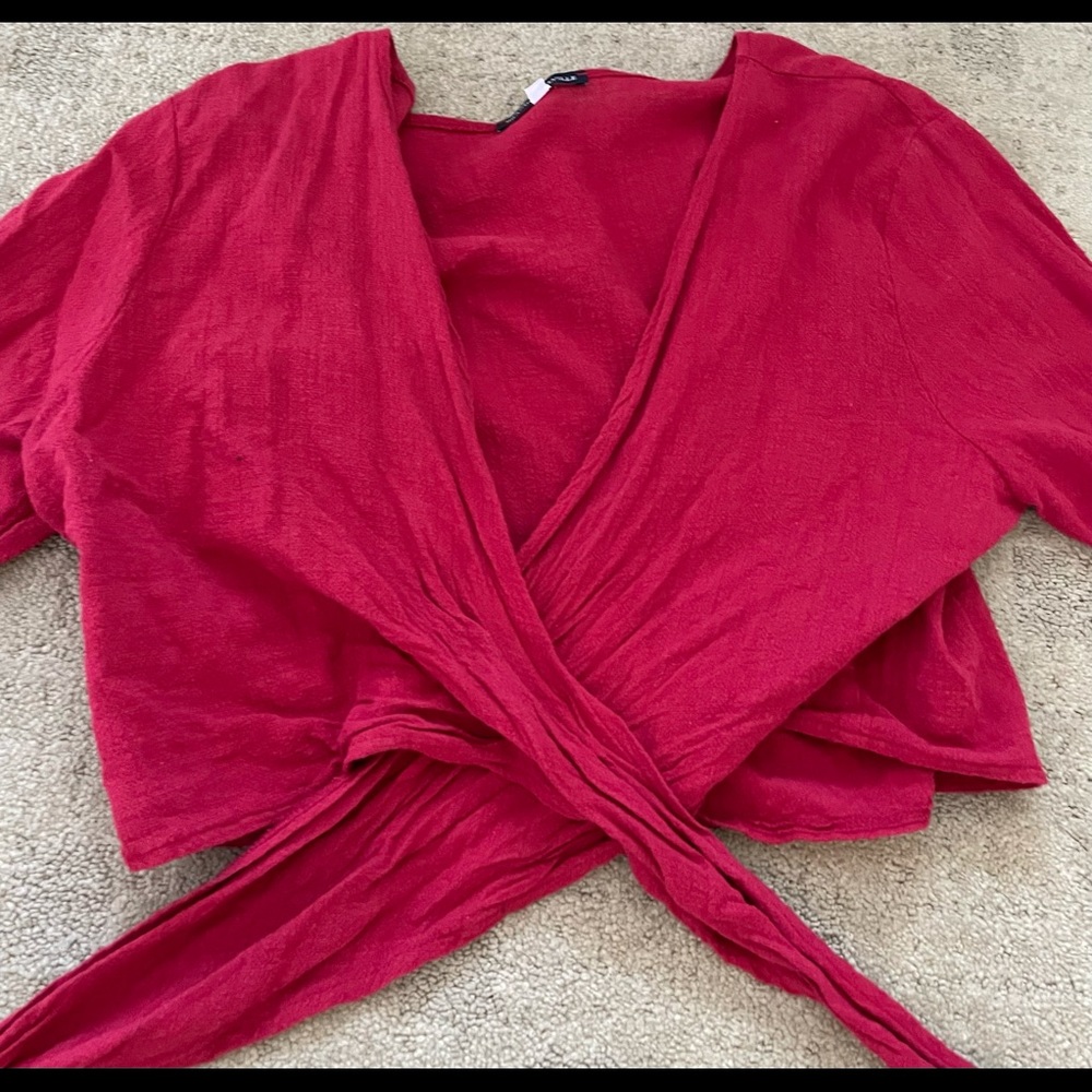 Brandy Melville Long Sleeve RED Wrap top